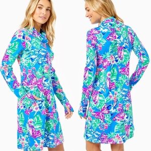 ✨NWT Meryl X Lilly Pulitzer Pundy Blue Chillylilly Lilshield UPF 50+ Dress Small